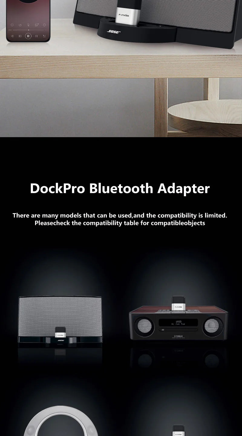 30 Pin Bluetooth Adapter for Bose SoundDock - Wireless Audio Receiver Tidesmit