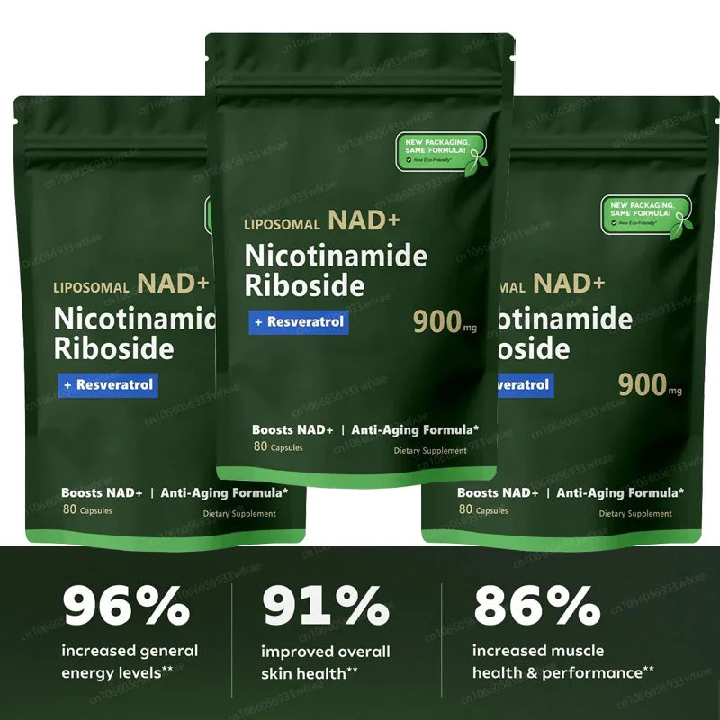 80/240/400Pills Pure NAD+ Nicotinamide Nucleoside 900mg Resveratrol Supplement Vegetarian Capsules Anti-aging