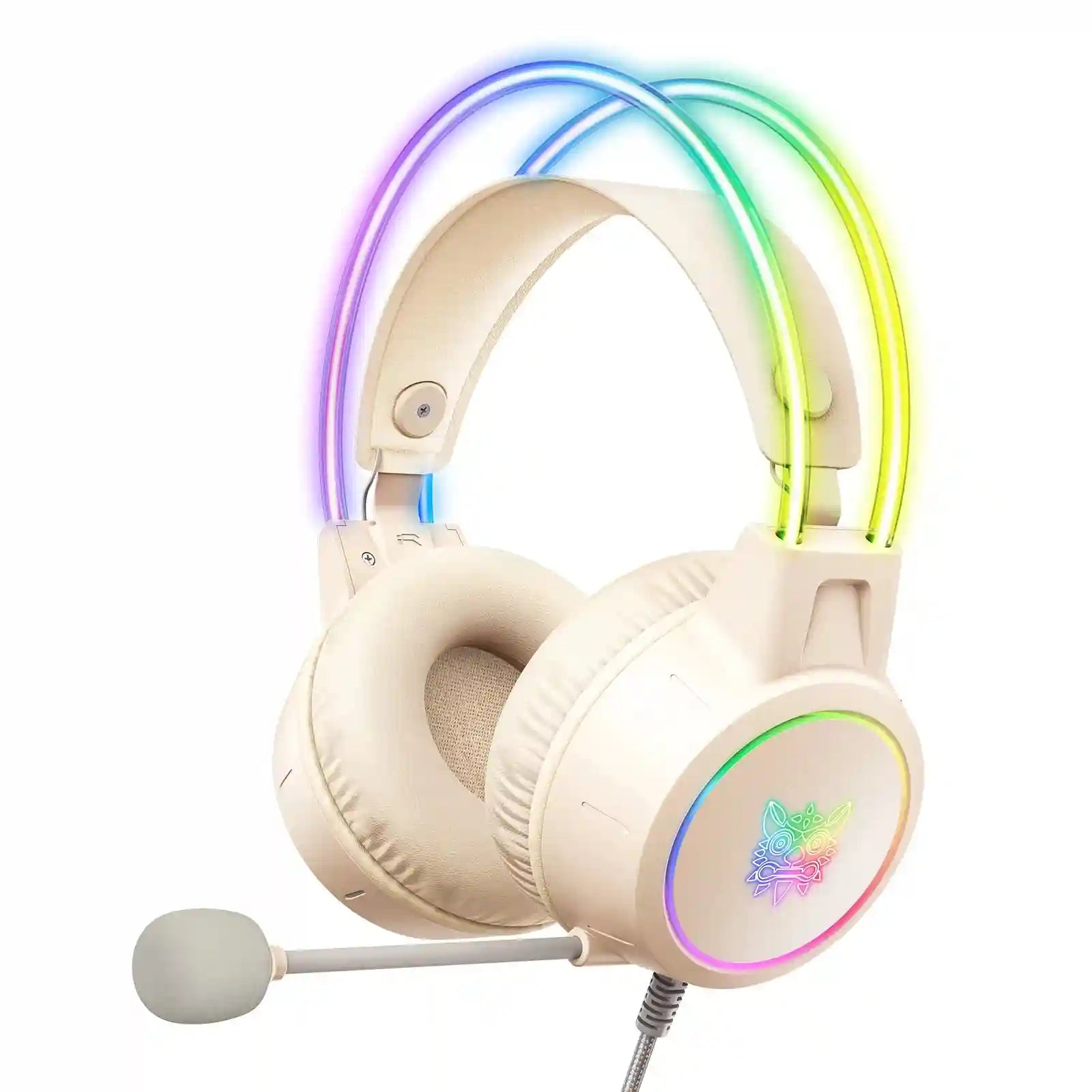Gaming Headset with Mic - Wired Over-Ear Headphones for PC & Console White without Ear Tidesmit