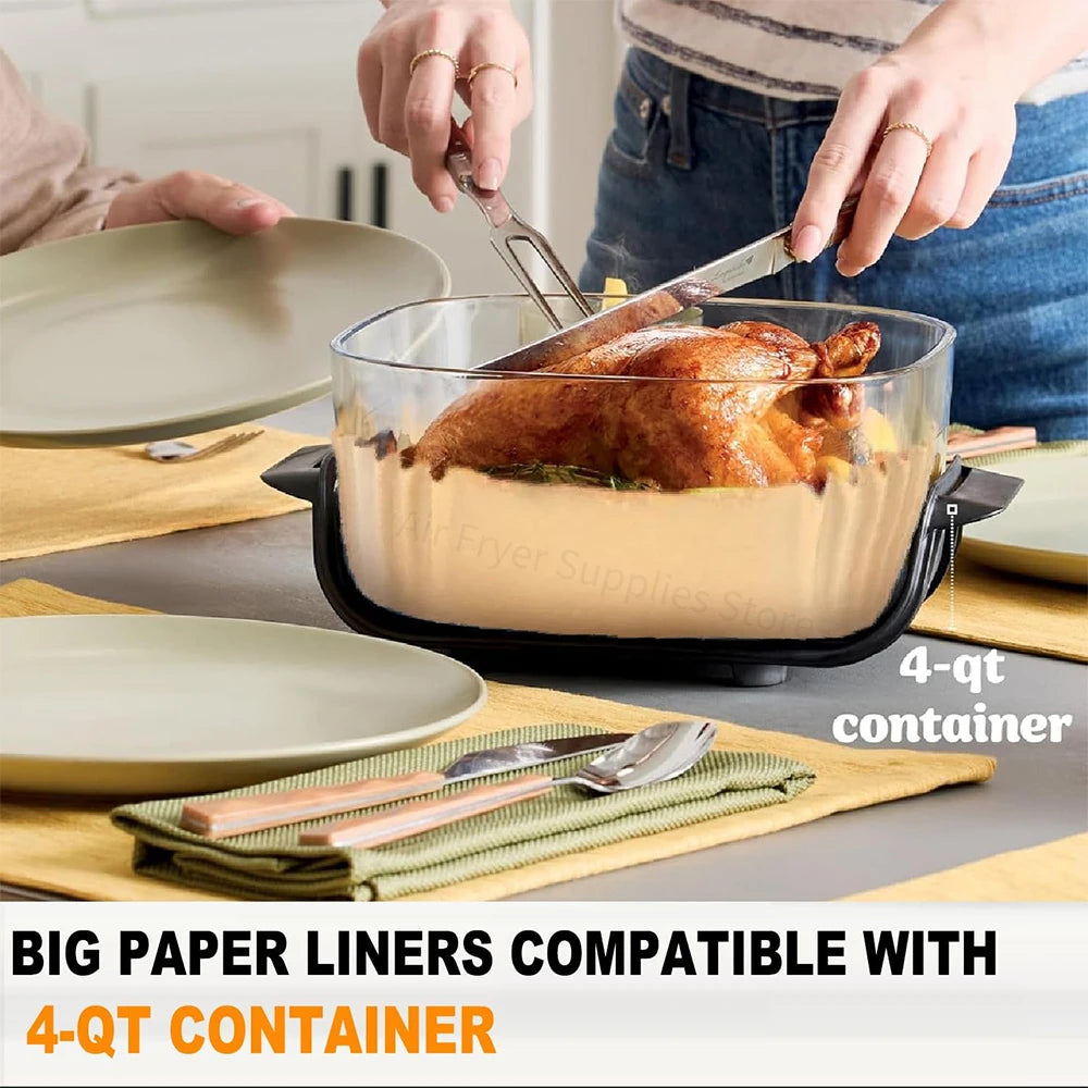 Air Fryer Paper Liners for Ninja Crispi FN101GY/FN101SG/FN101ST Non-Stick Square Glass Parchment Paper Airfryer Accessories ﻿