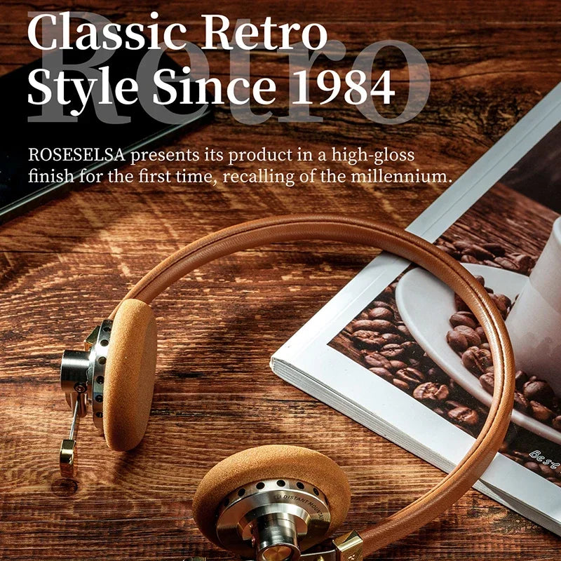 Vintage Over-Ear Wired Headphones with HiFi Metal Frame Tidesmit