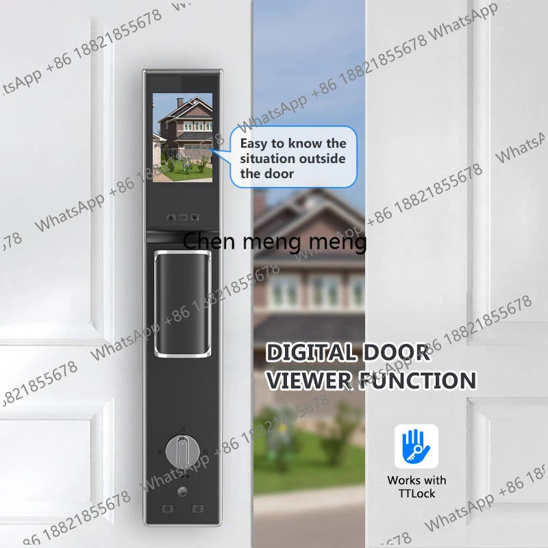 New Bluetooth TTlock App Security Door Camera Lock Video Fingerprint Household Electric Automatic Deadbolt Smart Door Lock
