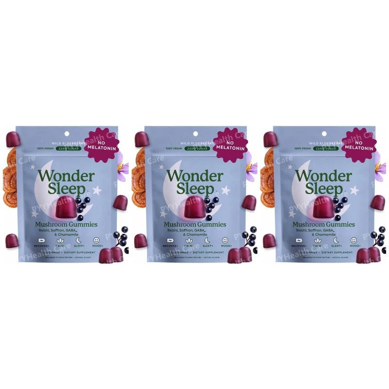 WonderSleep Mushroom Gummies Supplement for Sleep, No Melatonin with Reishi Super Mushrooms (60 Count)