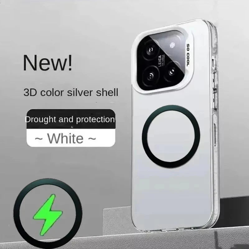 MagSafe Wireless Charging Case for Xiaomi 15 Pro - Matte Shock-Absorbing Cover White Tidesmit
