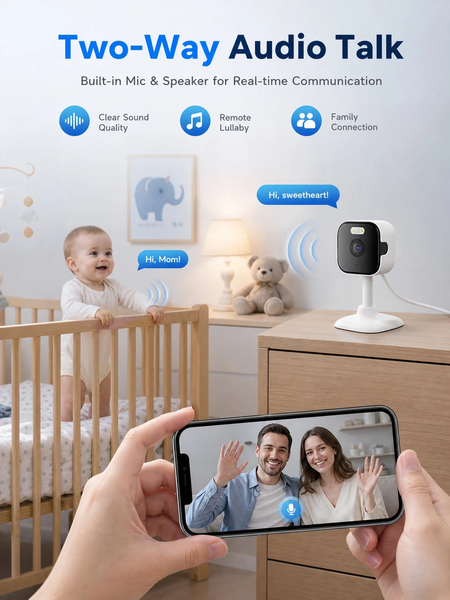 OKAM PRO APP Home Camera HD 5MP Mini WiFi Indoor Camera with Human Detection 5X ZOOM Baby Monitor 24/7 Video Record CCTV