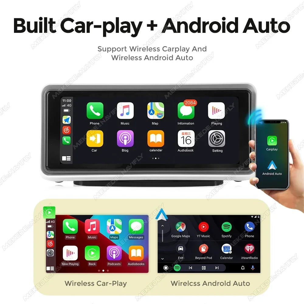 6.86'' Center Intelligent Touch Screen Mirror Car Multimedia Radio Chained Threadless Carpet Car-play Android Auto BT FM Speaker