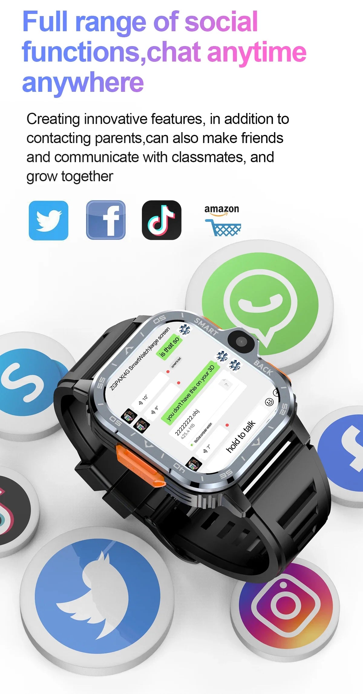 2026 PGD Android Smart Watch Men GPS 16G/64G ROM Storage HD Dual Camera NFC 2G 4G SIM Card WIFI Wireless Fast Internet Access