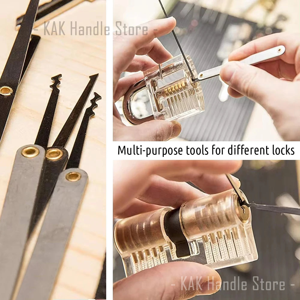 15-31pcs Lock Picking Set Transparent Locksmith Tools Multifunctional Training Lock Set Padlock Steel Hand Tools Hardware Tools