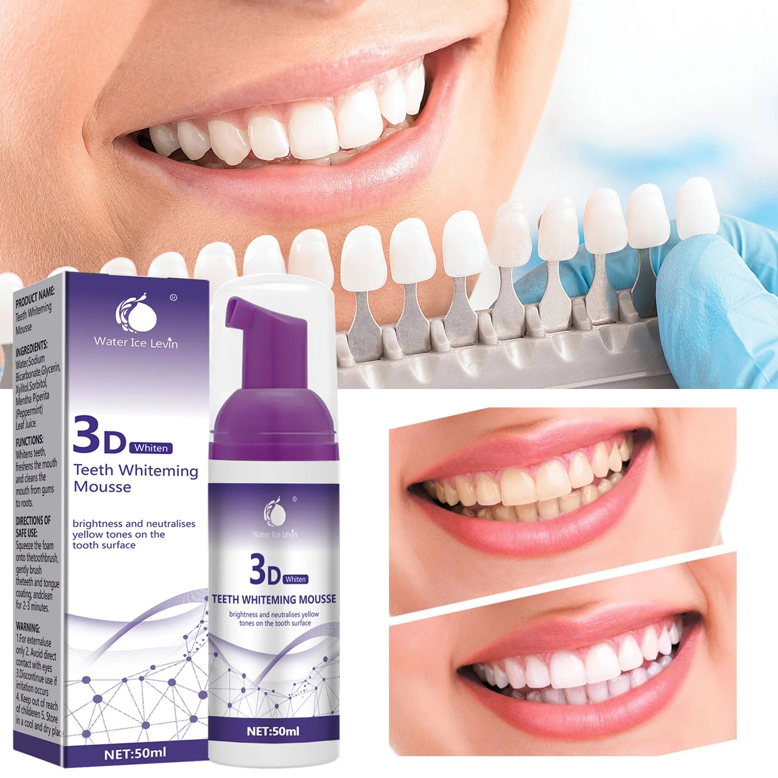 Tidesmit 50ml 3D Mousse Toothpaste for professional teeth whitening and yellow stain removal