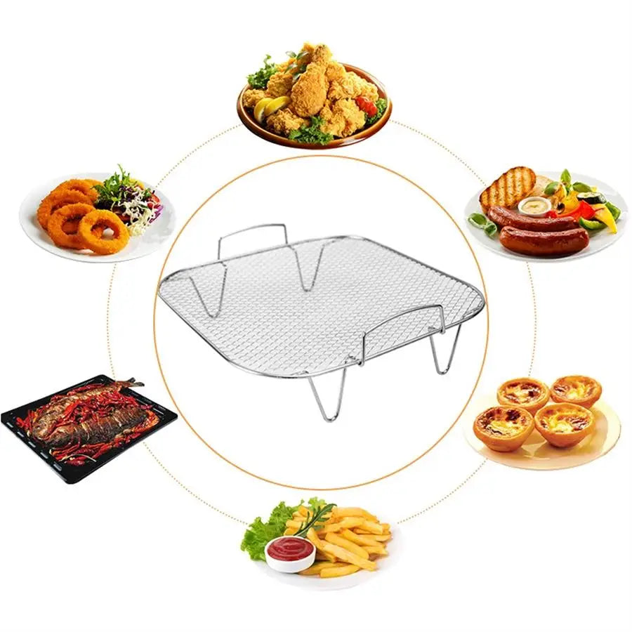 Stainless Steel Air Fryer Grill, Square Air Fryer Baking Rack, Kitchen Household Air Fryer Baking Net, Kitchen Appliance Parts
