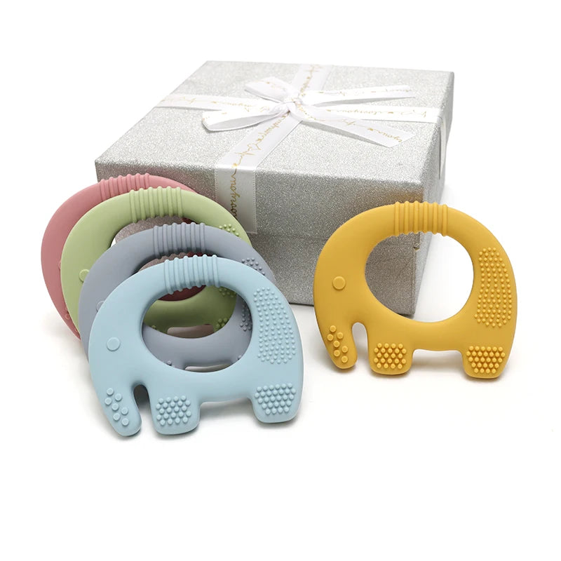 Cute Baby Silicone Elephant Teether Food Grade Safe Teether Cute Cartoon Ease Teeth Pain Toy Teething Gift Oral Care