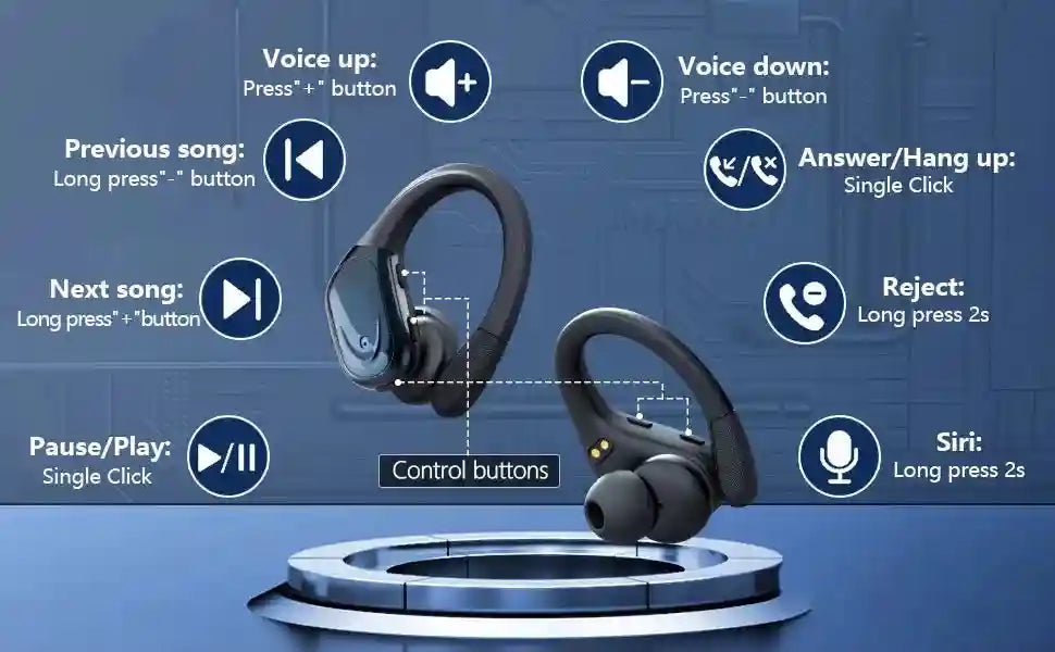 Wireless Sport Earbuds with Active Noise Cancellation - 75H Battery Black Tidesmit