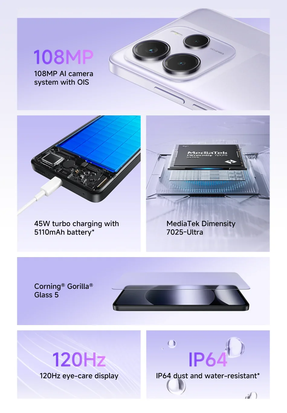 Xiaomi Redmi Note 14 5G Smartphone Global Version NFC 108MP 128GB/256GB ROM Camera MTK Dimensity 7025-Ultra 45W Turbo Charging