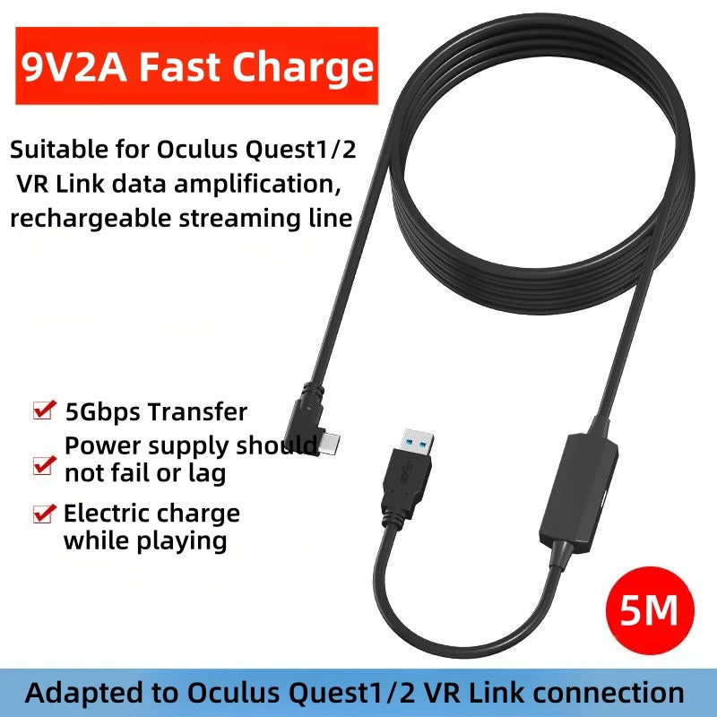 VR Link Cable 5M for Meta Quest 3 and Pico 4 - High-Speed 5Gbps USB-C Signal Add A-C 5M China Mainland Tidesmit