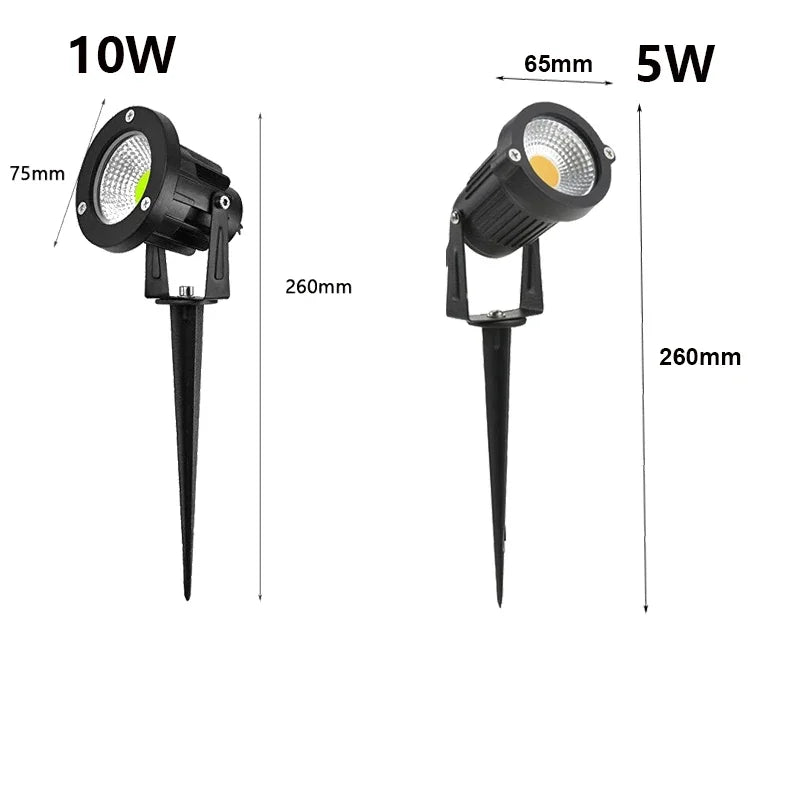 1 Meter Cable IP65 LED Landscape Spike Lamp 5W 10W Warm White Blue Spot Light for Garden Lawn AC DC12V24V 220V110V