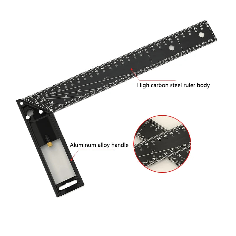 Multi functional Right Angle Ruler 45/90 Degree Hole Angle Ruler Industrial Grade Positioning Marking Angle Ruler Woodworking