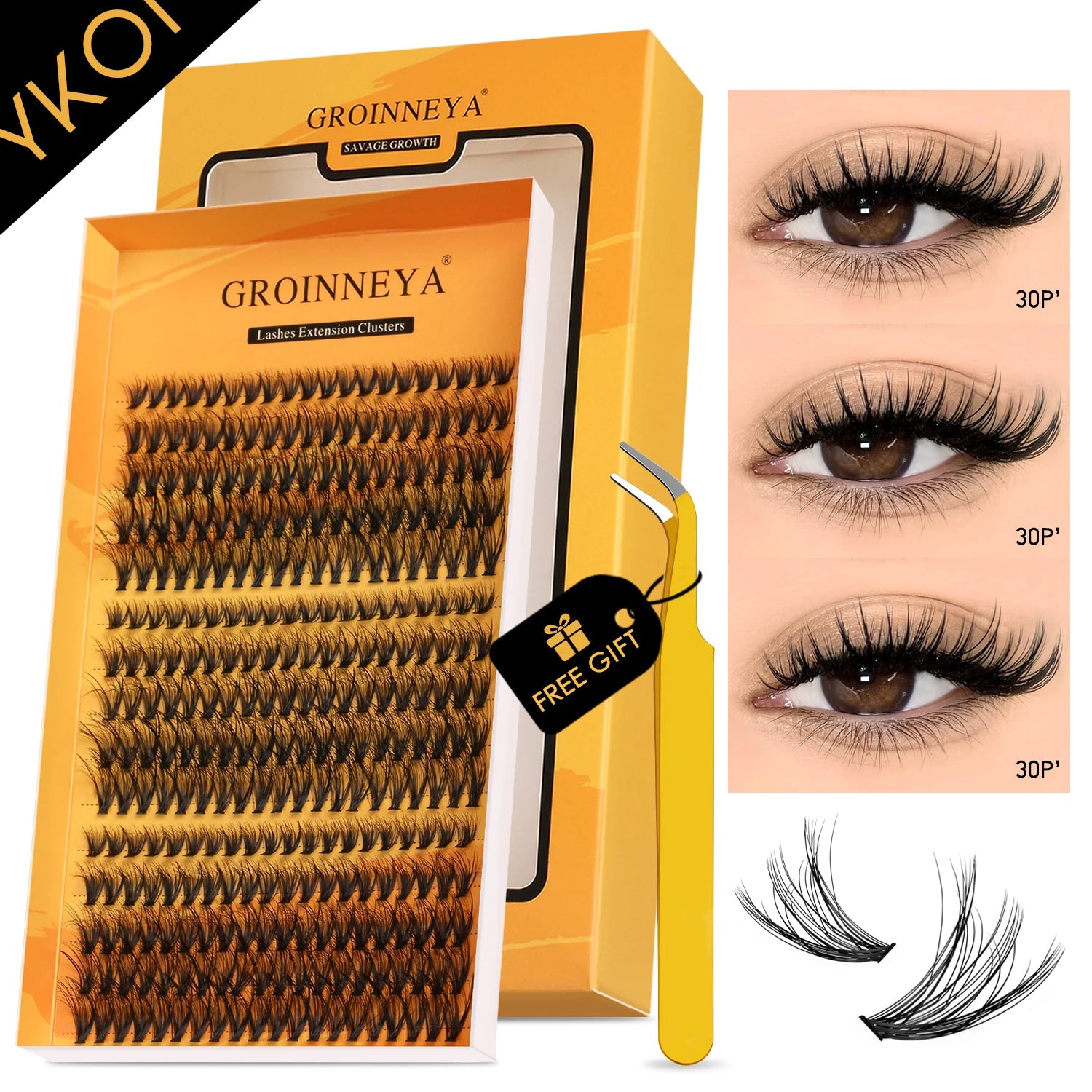Wispy False Eyelash Clusters - DIY Salon-Quality Cat Eye Set False Eyelashes KY01 Lashes Tidesmit