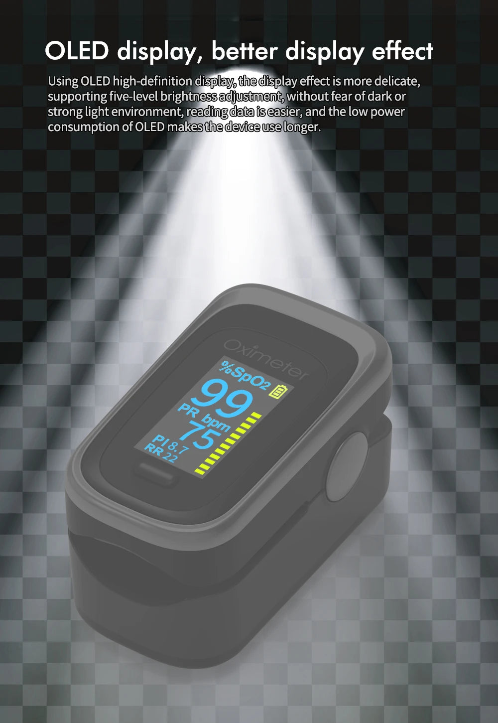 JianyouCare Finger Pulse Oled Oximeter Portable RR Blood Oxygen Saturation Meter Respiratory Rate Oximetro De Dedo Pulsioximetro