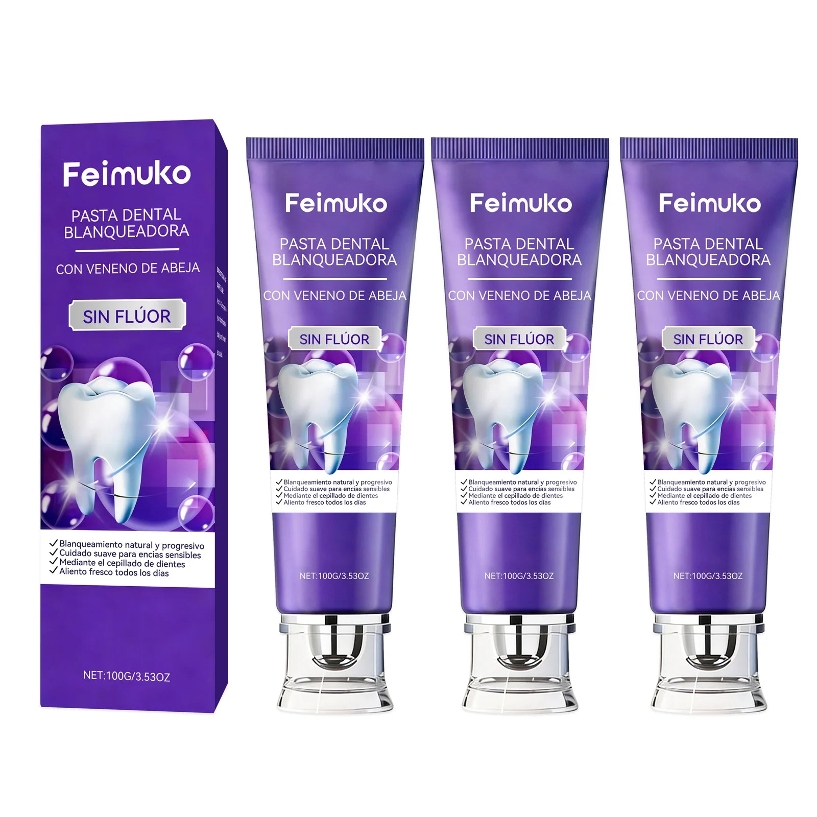 Tidesmit Bee Venom Purple Toothpaste with Hydroxyapatite for effective teeth whitening and stain removal
