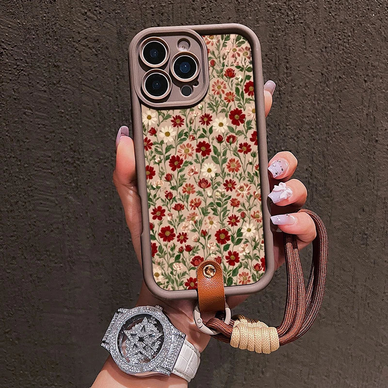Flower Phone Case with Lanyard for iPhone 16 Pro Max - Shock-Absorbing Cover Tidesmit