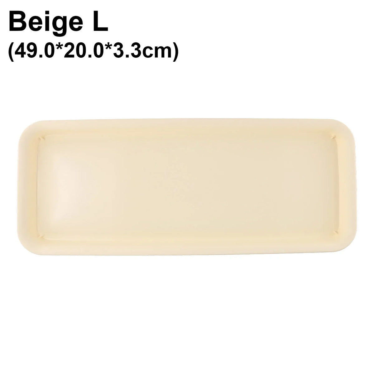 Beige L rectangular plastic plant water tray with smooth sides