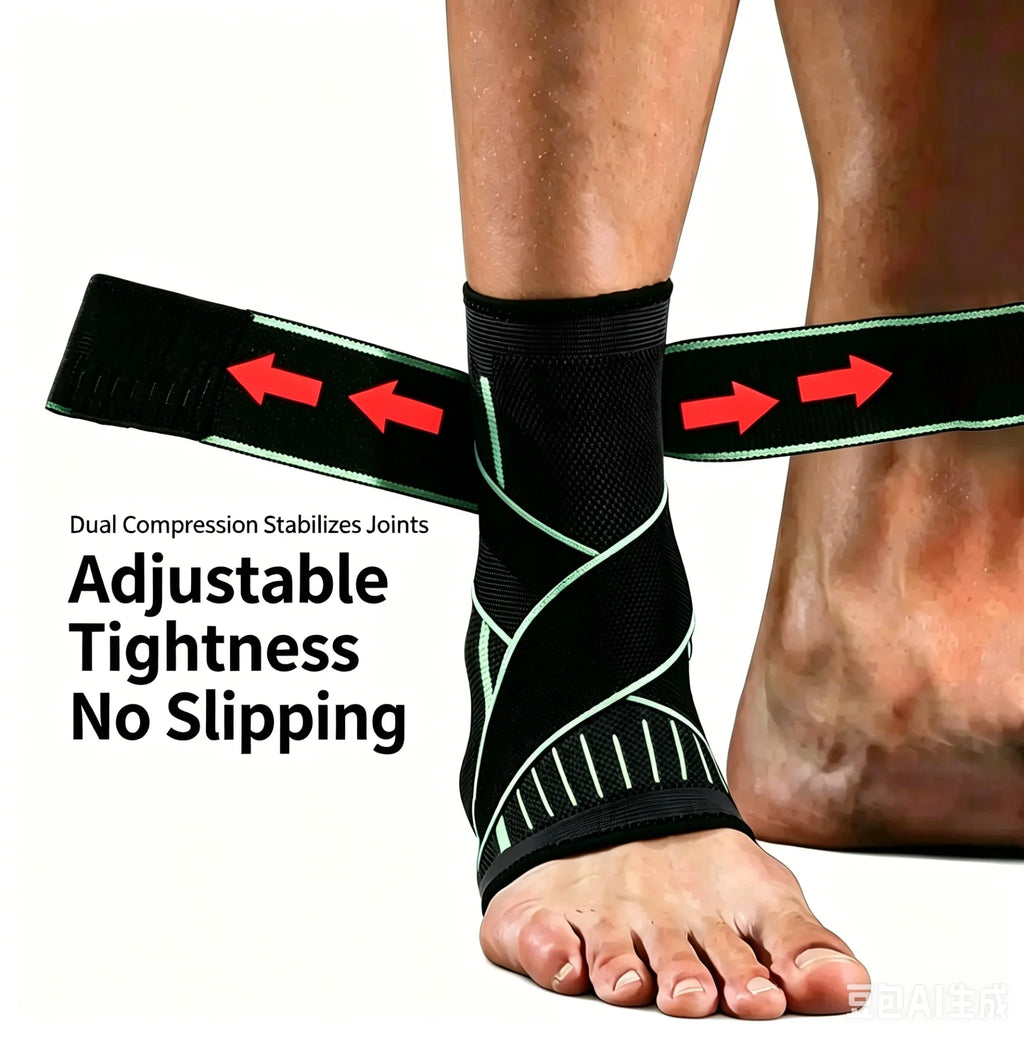 VBOSI Adjustable Compression Ankle Brace Support for Men Women, Breathable Sports Ankle Stabilizer for Basketball Running Sprain