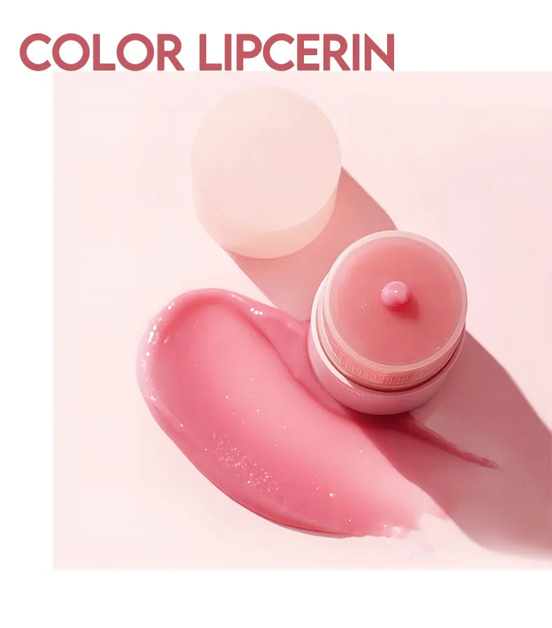 Hydrating pink tinted twist-up lip balm with a glossy, non-sticky texture for moisturizing lip makeup.