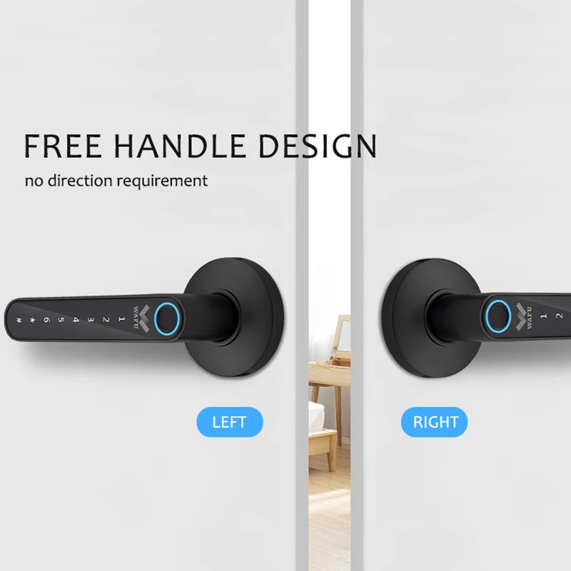 WAFU 016 Fingerprint Smart Lock Password Handle Bed Room Lock Tuya Bluetooth Password Door Lock Zine For Home Hotel