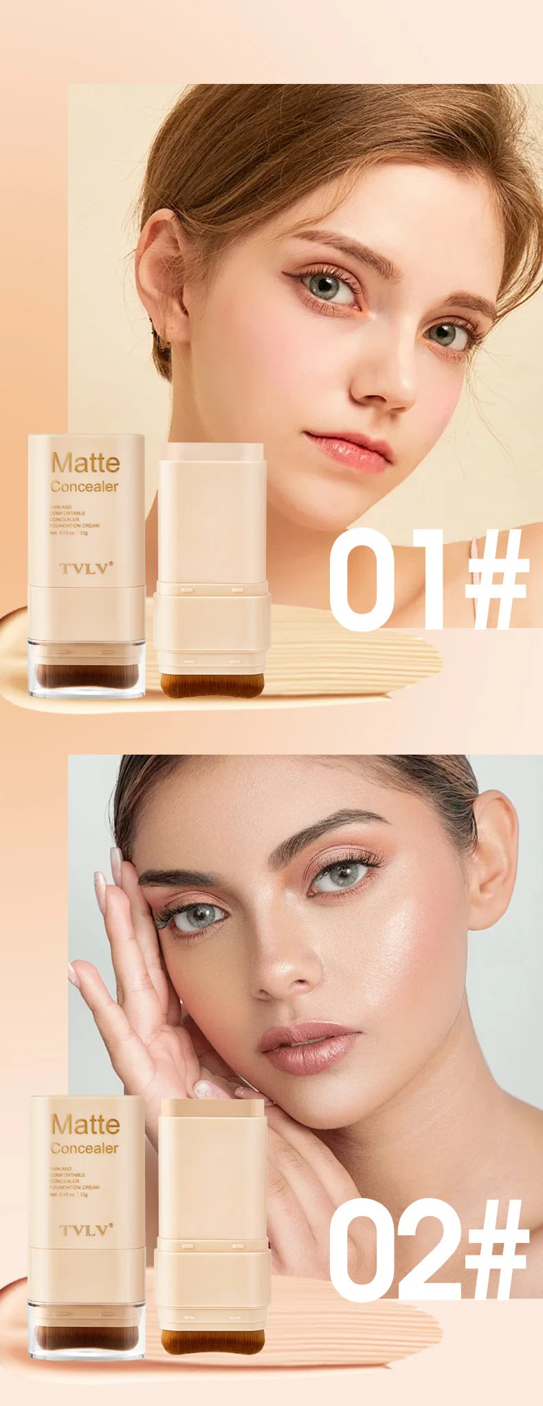 Tidesmit double-head foundation stick waterproof nine-color concealer cream for full coverage face makeup detail view