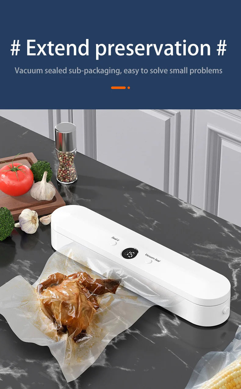 Automatic Vacuum Sealer Machine With 10pcs Free Food Saver Bags for Food Vegetables Fruits Nuts and Meat Storage Proof Sealer