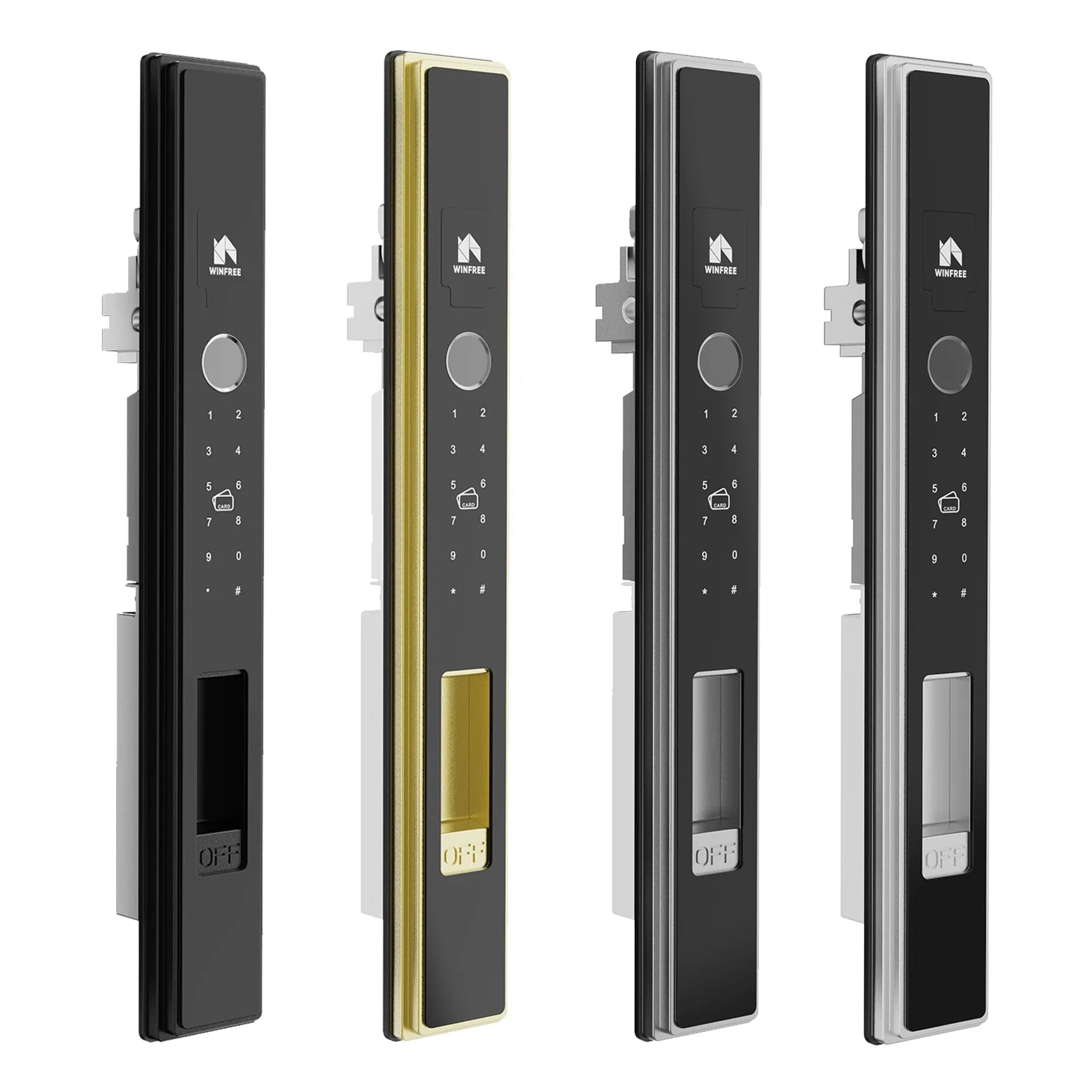WINFREE Slim Swing or Sliding Door Smart Lock with Fingerprint Passcode Card Digital Tuya Bluetooth Smart Lock