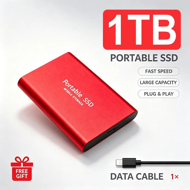 Portable External SSD 4TB High‑Speed Solid State Drive USB3.2 Type‑C Mass Storage Hard Disk 1TB 8TB 16TB for Laptop PC MAC Smart