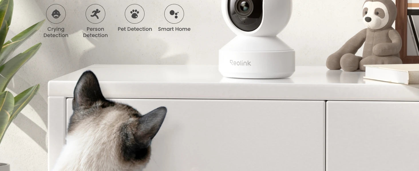 REOLINK 5MP WiFi Security Camera Person/Pet/Crying Detection Indoor Baby Monitor 2 Way Audio PT Auto Tracking IP Camera E1-Pro