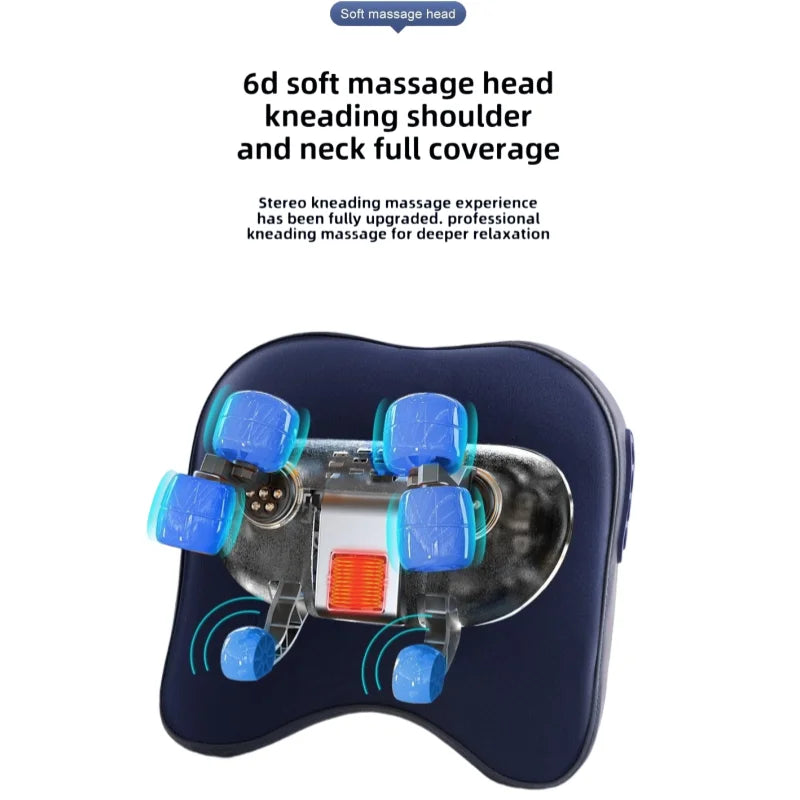 Electric Massager Neck Pillow - Portable Deep Tissue with Heat Therapy Massage Cushion Tidesmit