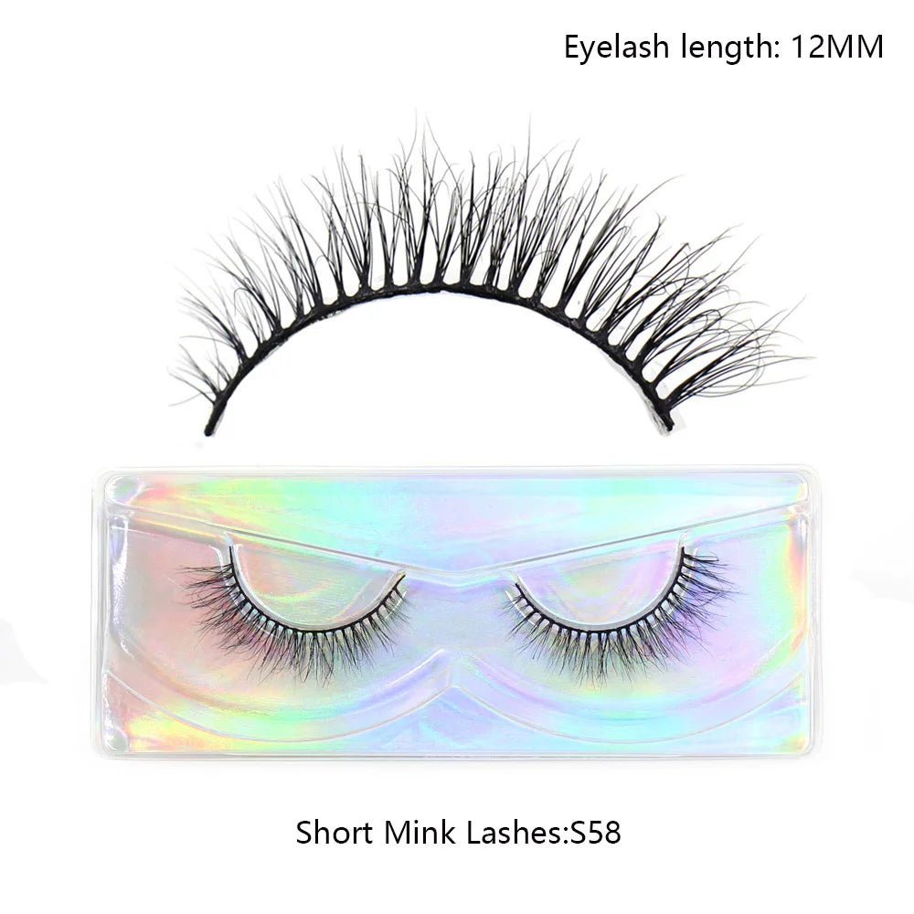 Tidesmit 12mm-15mm short natural 3D mink lashes fluffy wispy false eyelashes for face makeup detail view 19