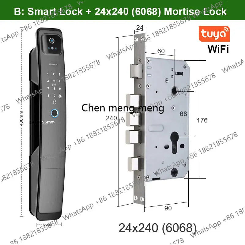 DF5 Tuya WiFi Camera Smart Lock 3D Face Recognition Digital Fingerprint Electronic Tuya Smart Door Lock APP/Key/Card