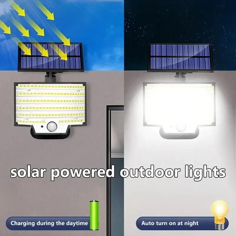 1PC/2PCS 252 LEDs Solar Powered Outdoor Lamp, Split Panel Solar Motion Sensor Security Flood Lamp, 3 Modes, IP65 Waterproof for Garden Yard Driveway Decor Lighting