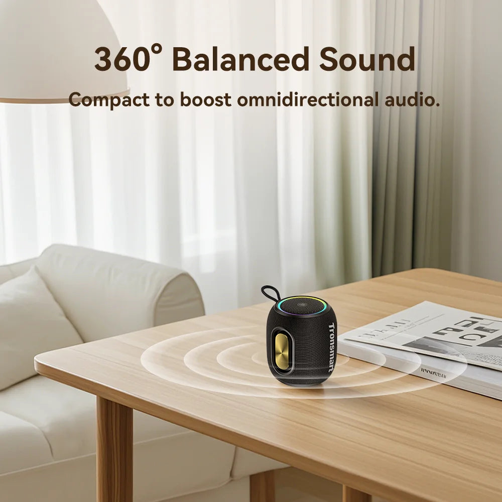 Tronsmart T8 Mini Speaker Bluetooth Speaker with 360 Degree Audio, 20H Playtime,IPX7 Waterproof, APP Control for Camping, Hiking
