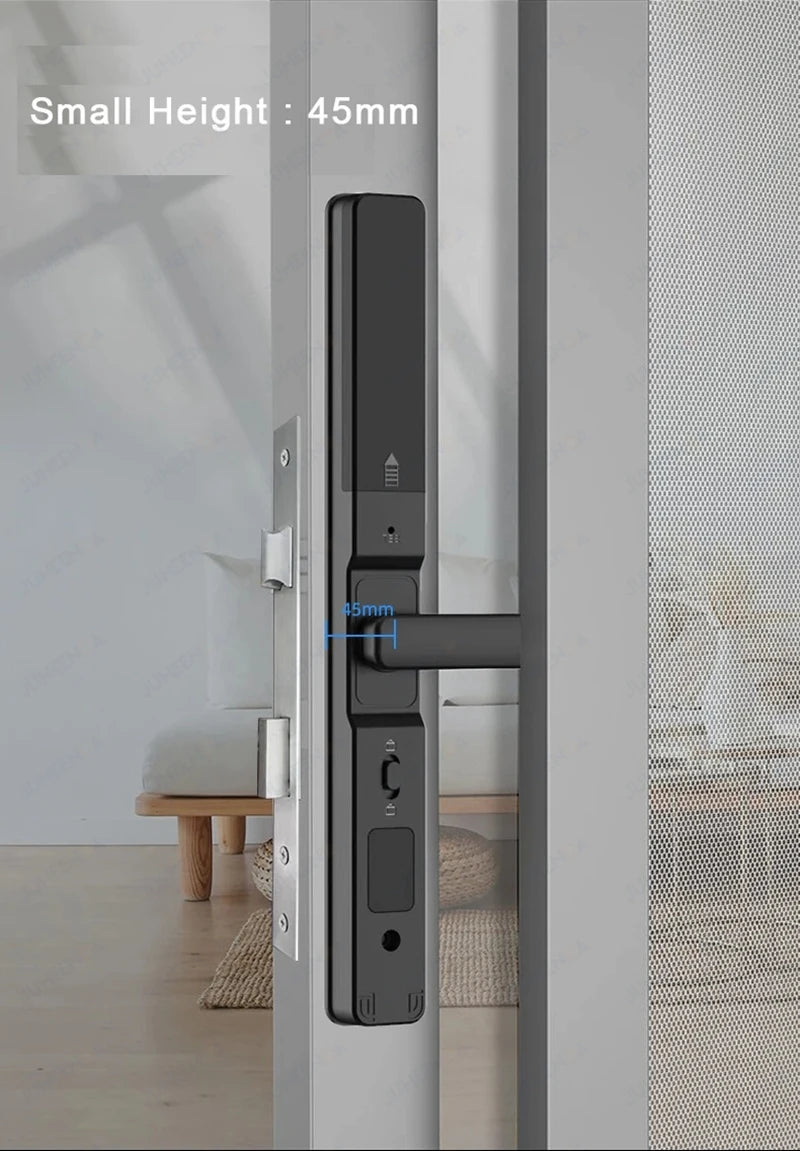 Tuya Wifi App Waterproof Smart Aluminum Door Lock Euro Double Hook Mortise Fingerprint Password Electronic Sliding Door Lock