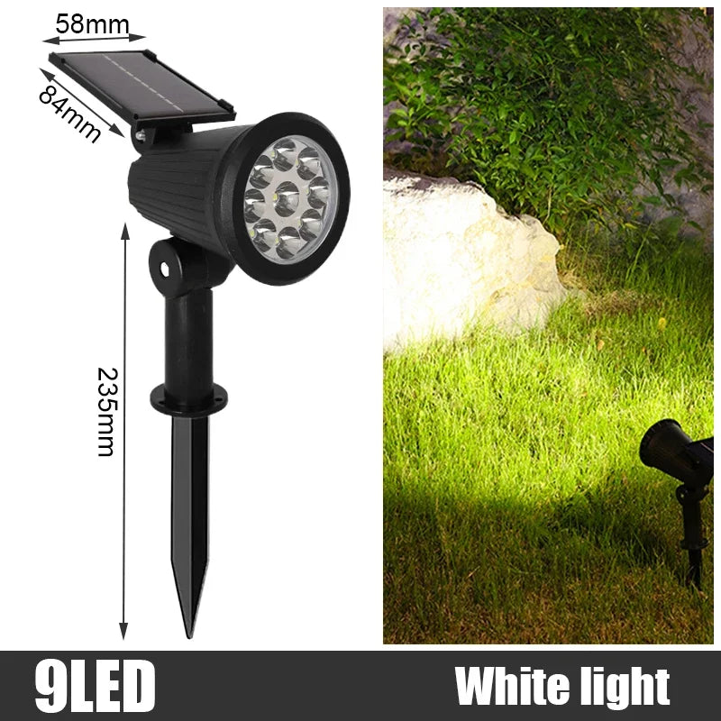 2/9LED Solar Spot Light Outdoor Waterproof Spotlights Solar Garden Lights Landscape Lighting Decoration Pathway Lawn Lamp