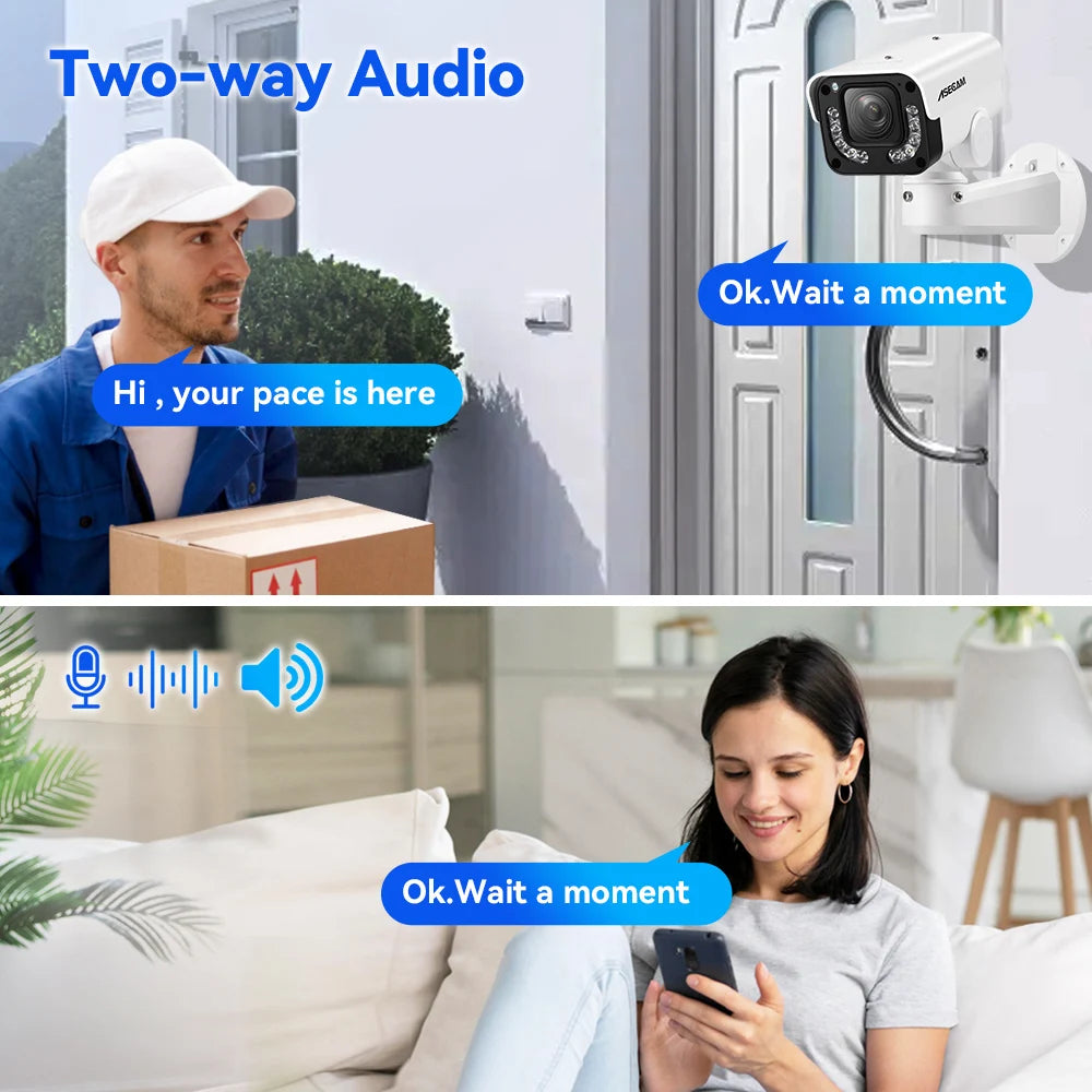 ASECAM 4K 8MP IP Camera PTZ 30X Optical Zoom AI Vehicle Detection WDR POE Security CCTV Surveillance IMX415 Hikvision Compatible