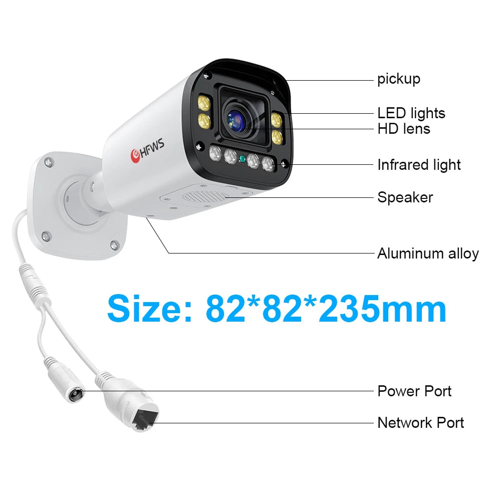 4K 8MP Auto Focus Poe Ip Camera  AI Face Detection Humanoid Video Surveillance Cameras Home Security Camera Outdoor CCTV