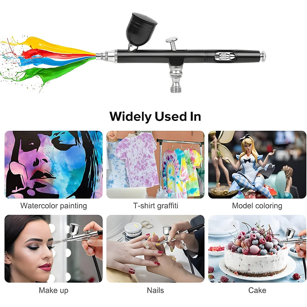 Podofo Dual Action Airbrush Kit Pneumatic Spray Gun for Nail Art Tattoo Painting Car Paint Spraying Tool
