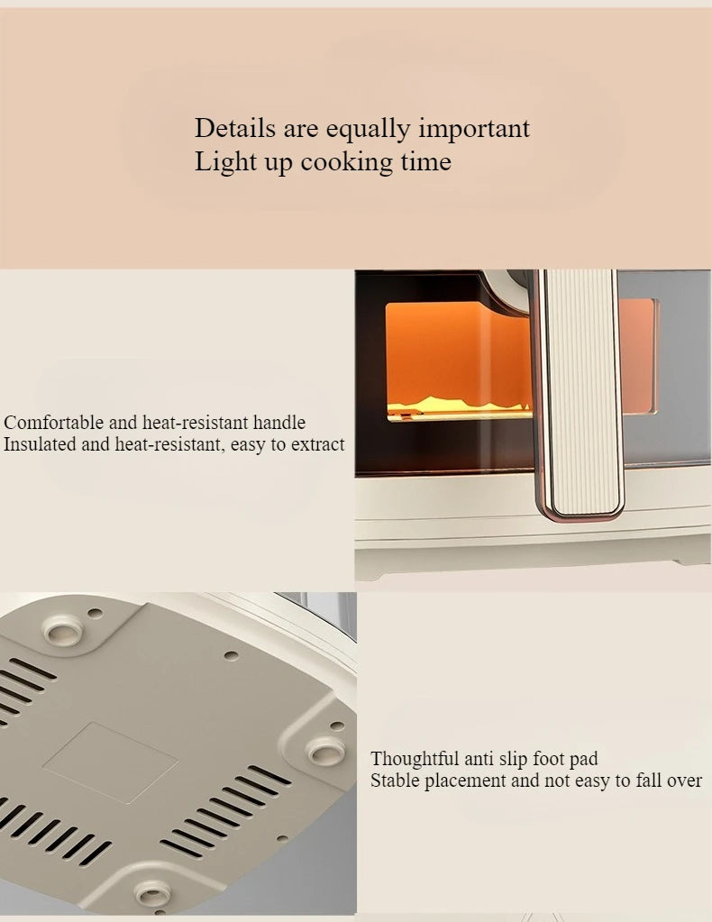 220V Air Fryer Household New Intelligent Large Capacity Visual Non Flip Oil Free Multifunctional Electric Oven Machine