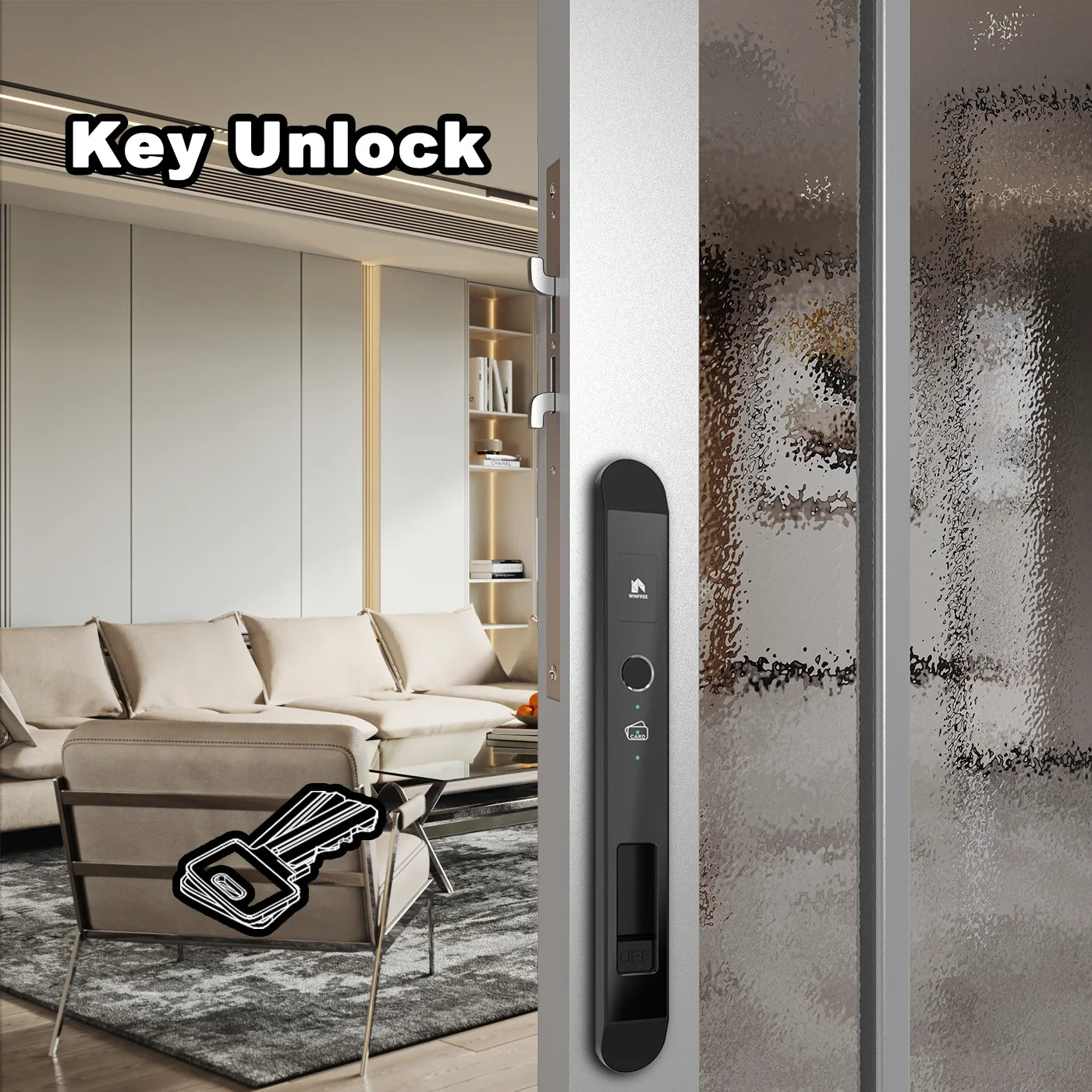 WINFREE Digital Slim Swing and Sliding Door Smart Tuya Bluetooth Lock Compatible Alexa or Google Smart Home