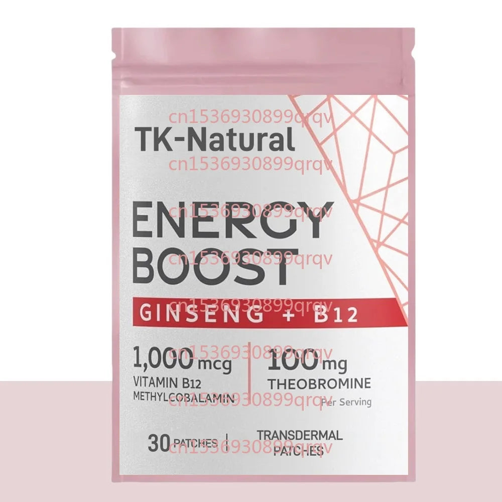30 Patches Energy Boost Transdermal Patches Ginseng Vitamin B12 Boosts Physical & Mental Energy