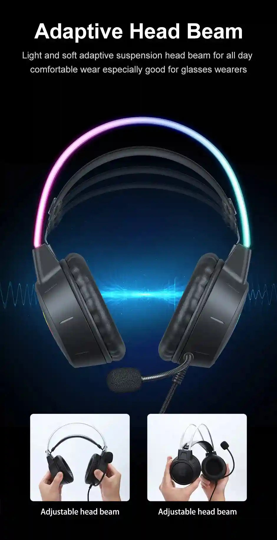 Gaming Headset with Mic - Wired RGB Over-Ear Headphones by Tidesmit Tidesmit