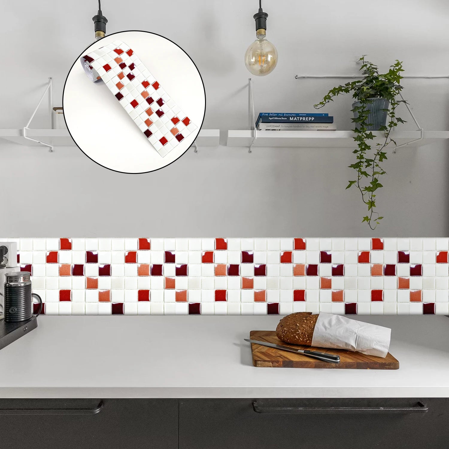 26 Styles 2D Mosaic Tiles Wall Sticker Waist Line Skirting Strip Peel & Stick Bathroom Kitchen Backsplash Home Decor Wall Decals