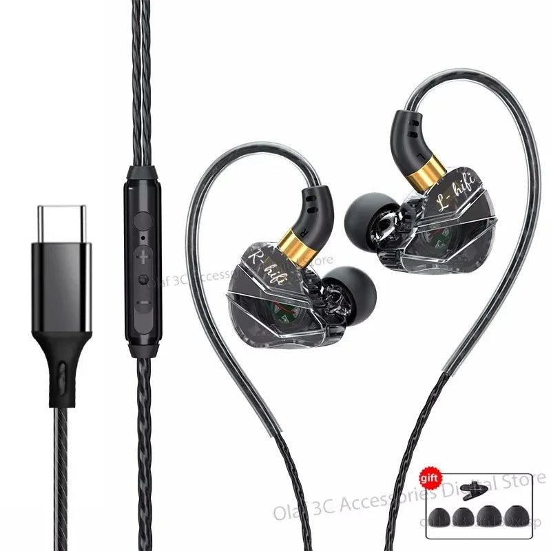 Tidesmit USB-C Wired Earbuds with 9D HiFi Stereo Bass - S16 Series Type C Black-s16 China Mainland Tidesmit