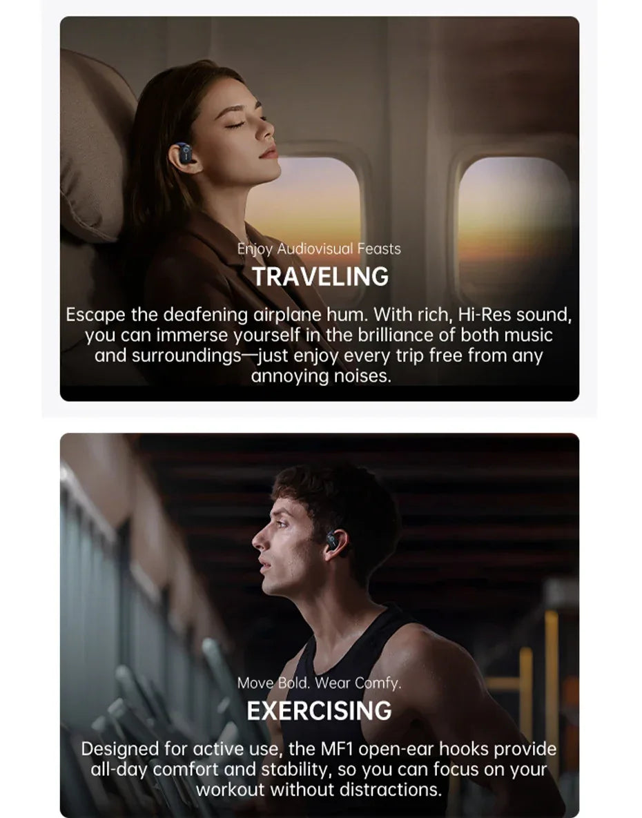 Baseus Bowie MF1/Eli 15i Fit Open-Ear Sport Wireless Earphones Bluetooth 5.4 EarHooks Big Bass Sport Earbuds 60Hrs Playtime Tidesmit